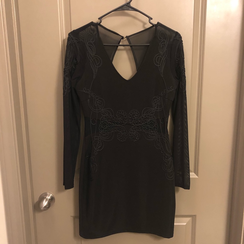 Black Long-Sleeved Mini Dress